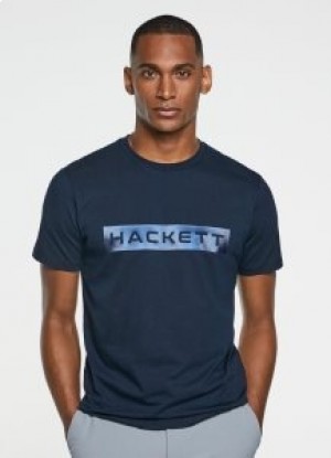  T-shirt imprimé logo Hackett pour homme bleu marine