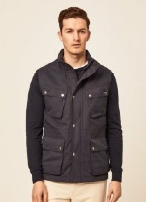  Gilet Homme Hackett Velo Zip Gillet Bleu Marine