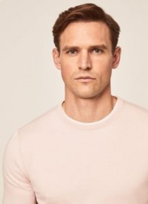  Pull à col rond Hackett pour homme en maille rose clair