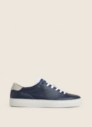  Baskets en cuir classiques Hackett Chaussures de tennis bleues pour hommes
