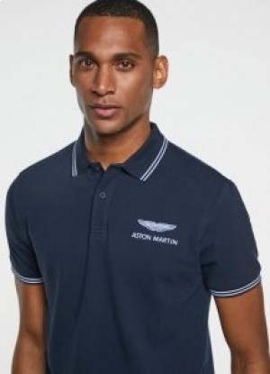  Polo piqué à manches courtes Hackett Amr Classic Fit pour homme, bleu marine