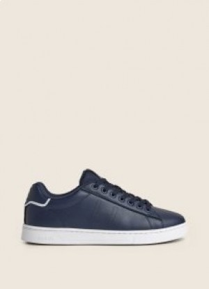  Hackett Zweifarbige Leder-Sneakers Herren Navy Blau