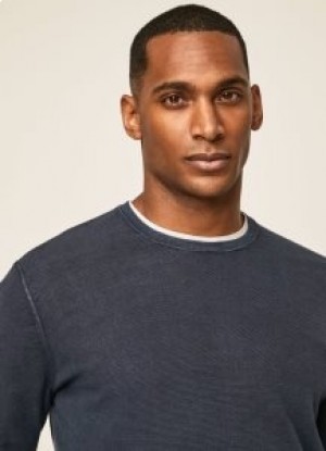  Hackett Washed Jersey-Strickwaren für Herren, Marineblau