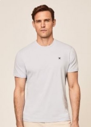 Hackett Basic T-Shirt mit Logo-Stickerei für Herren, Blau