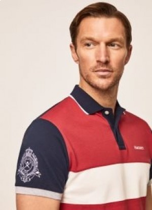  Hackett Classic Fit Heritage Kurzarm Herren Poloshirt Bordeaux