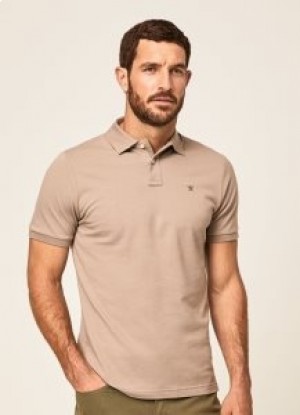  Hackett Piqué Kurzarm Poloshirt Herren Grau Braun