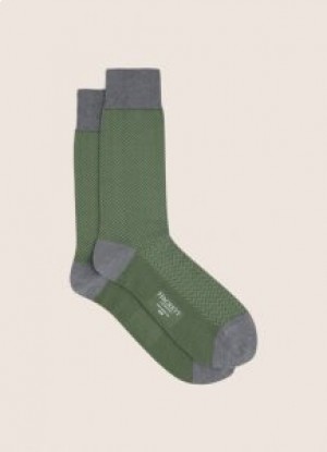  Calcetines de lana con diseño de espiga de Hackett para hombre, color caqui