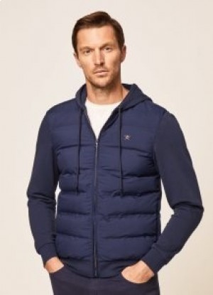  Sudadera con capucha para hombre Hackett Hybrid Jacket azul marino