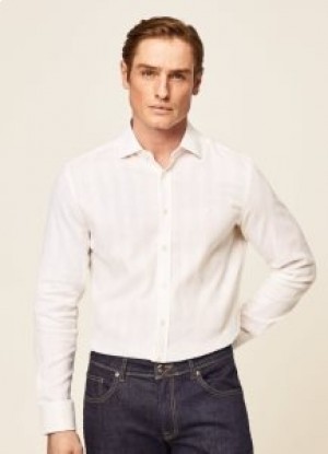  Camisas blancas de algodón y lino para hombre de Hackett
