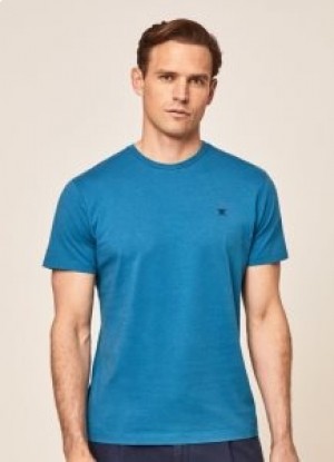 Camiseta básica con logotipo bordado de Hackett para hombre en azul