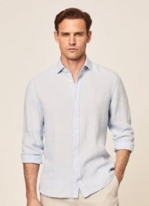 Camisas Hackett Slim Fit de lino para hombre en color azul